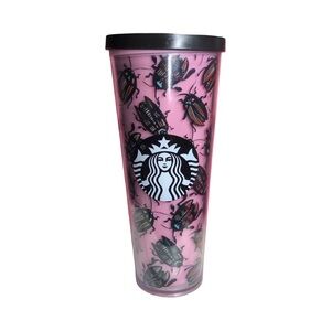 Starbucks Pink Tumbler with Colorful Beetles
